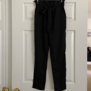 Black High Waisted Paperbag Ankle Pant